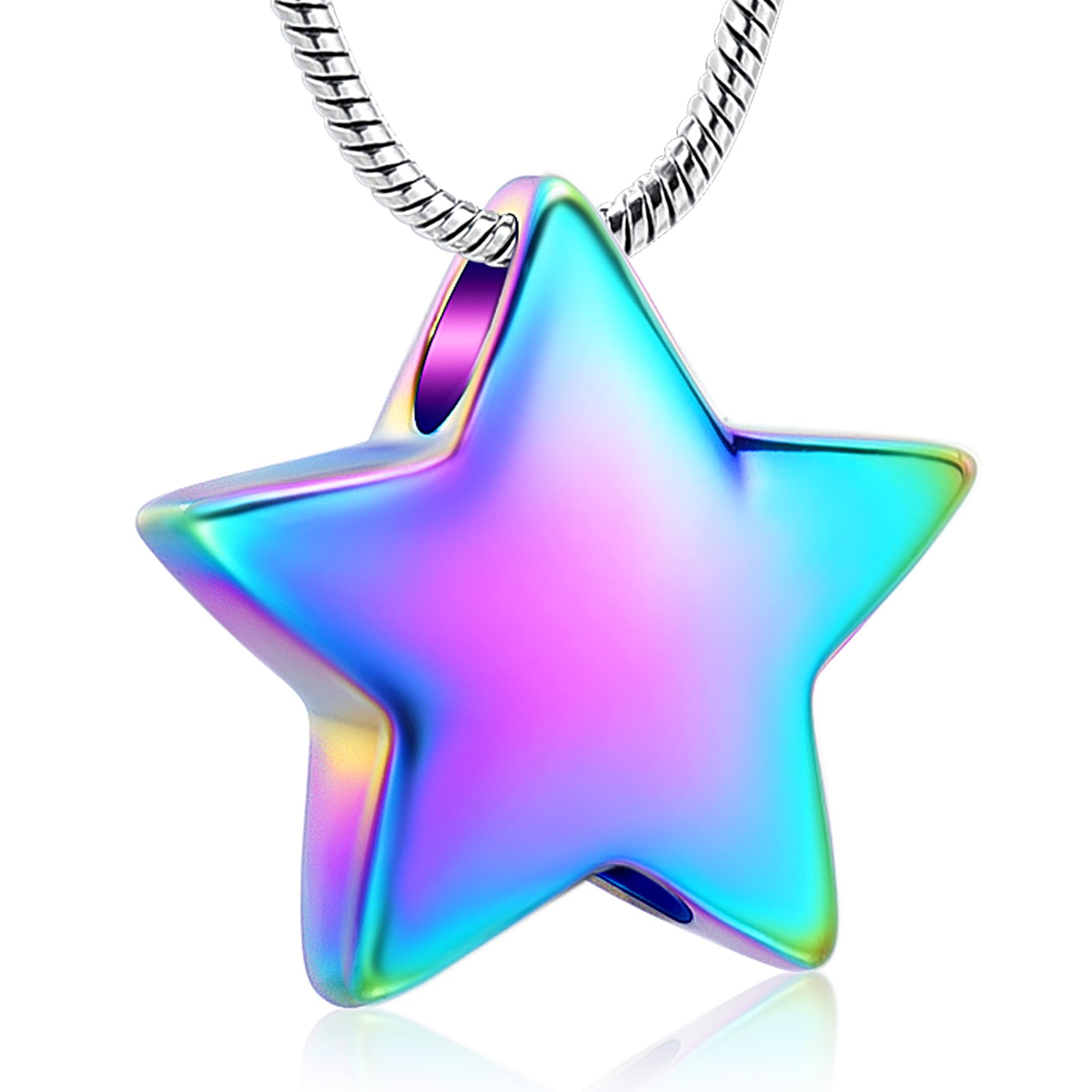 VCCWYQK Cremation Jewelry Small Star Urn Necklace for Ashes for Women Stainless Steel Memorial Necklace for Ashe Human Pet