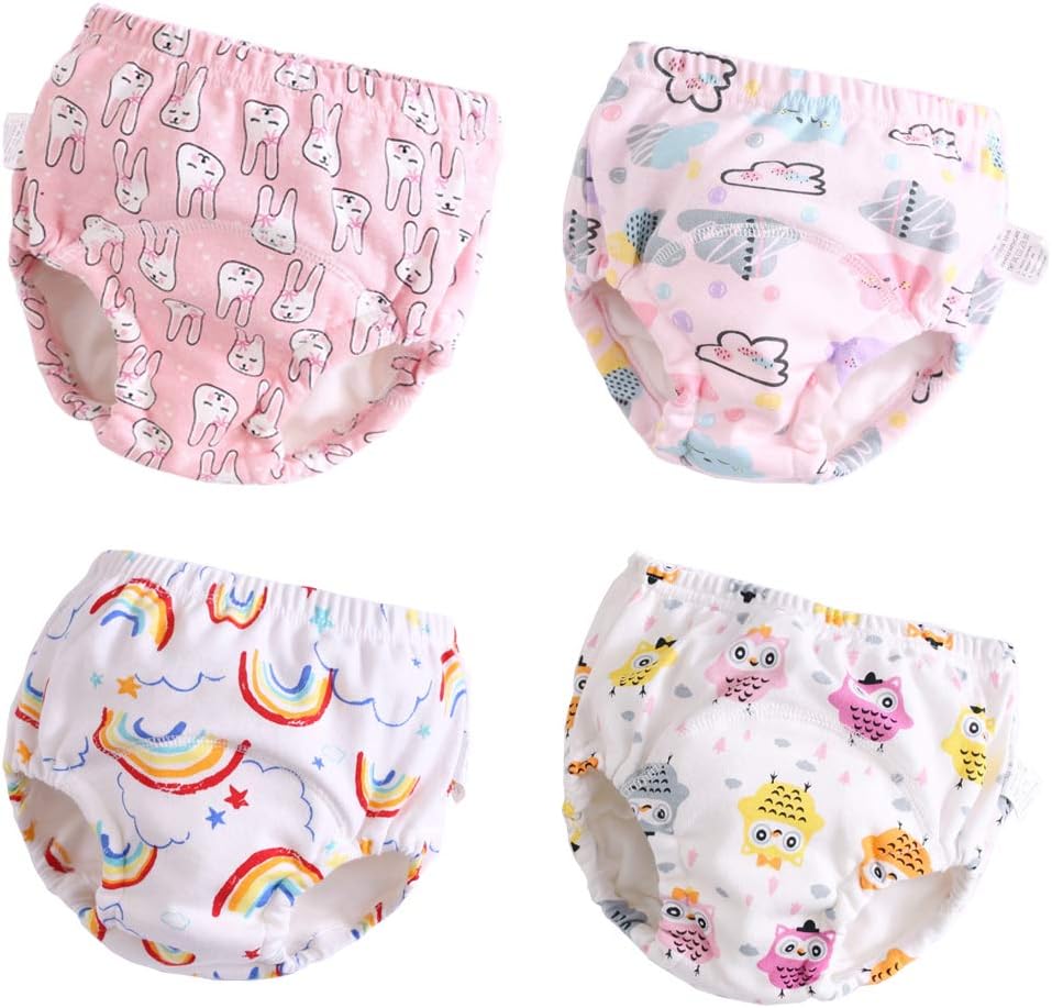 U0U 4 Pack Toddler Potty Training Pants Layered Cotton Training Underwear for Toddlers Girls Boys