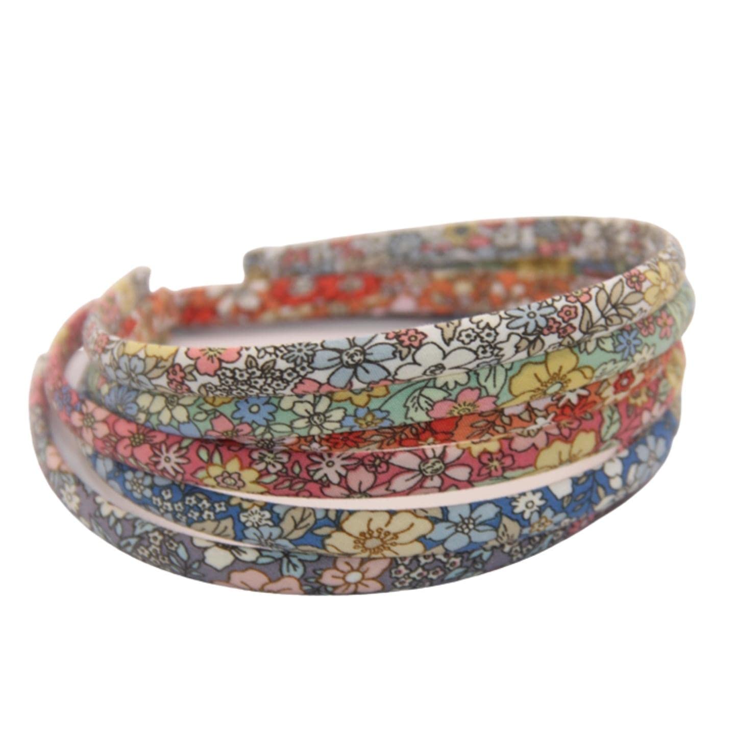 Topkids Accessories 1CM Wide Headband Multipack, Various Designs & Styles For Girls, Ladies, Unisex Adults & Unisex Kids Hair (Floral Fabric)