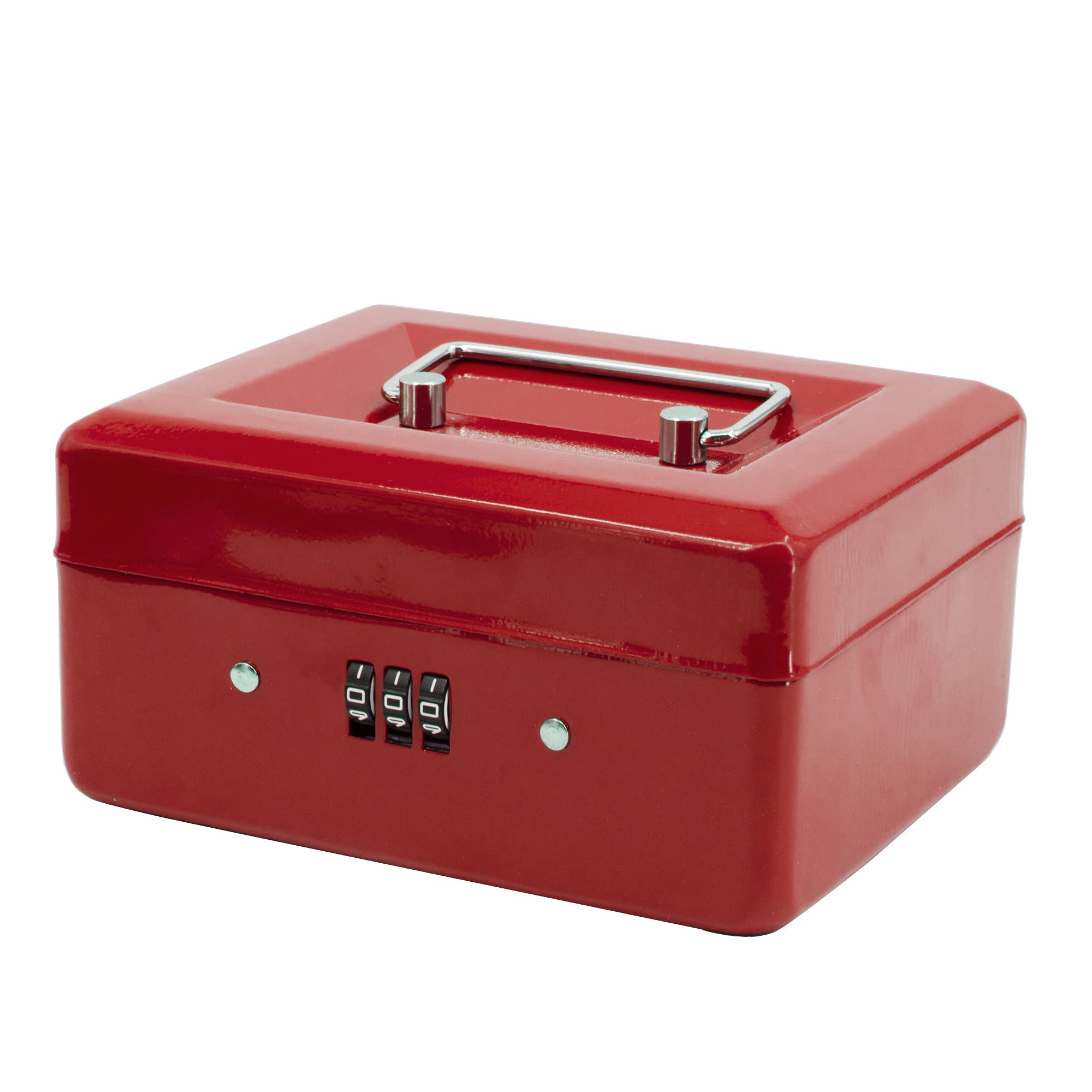 Time to Sparkle 6 inch Small Security Lock Box with Coin Tray Metal Material with Stainless Steel Handle 15 * 12 * 12cm Red