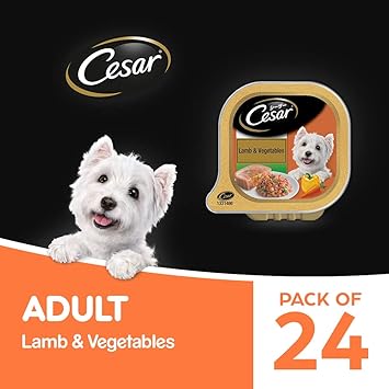 Cesar Premium Adult Wet Dog Food, Lamb & Vegetables, 24 Trays (24x100g)