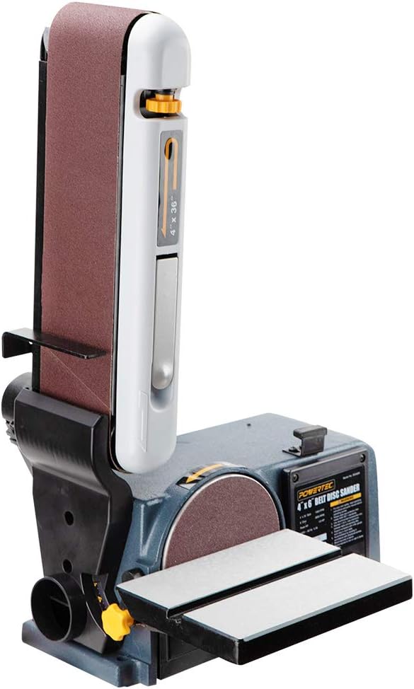 POWERTEC BD4600 Belt Disc Sander For Woodworking | 4 In. x 36 in. Belt Sander with 6 In. Sanding Disc - - 