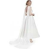 Glitopper Bridal Neck Scarf Long for Wedding 157 Inch White Chiffon Veil Scarf for Bride Minimalist Tulle Wrap for Ceremony Elopement Evening Dress Reception Bridal Portrait