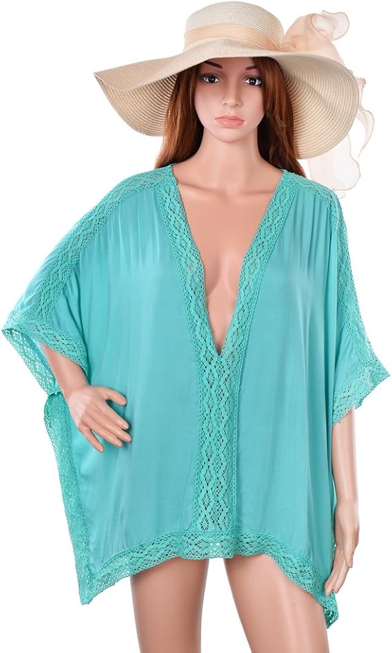 Fitibes 水着レディース ワンピース スカート ビキニ タンキニ Vネック ゆったり 通気良く レース編み 体型カバー Uvケア 青 白 ワンサイズ 青 ワンピース 通販 Amazon