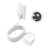 TROND 15ft Long Extension Cord Indoor, 360° Rotating Flat Plug Power Bar, 3 Way Outlets Extender, 13 Amps, 1625W, Small Flexi