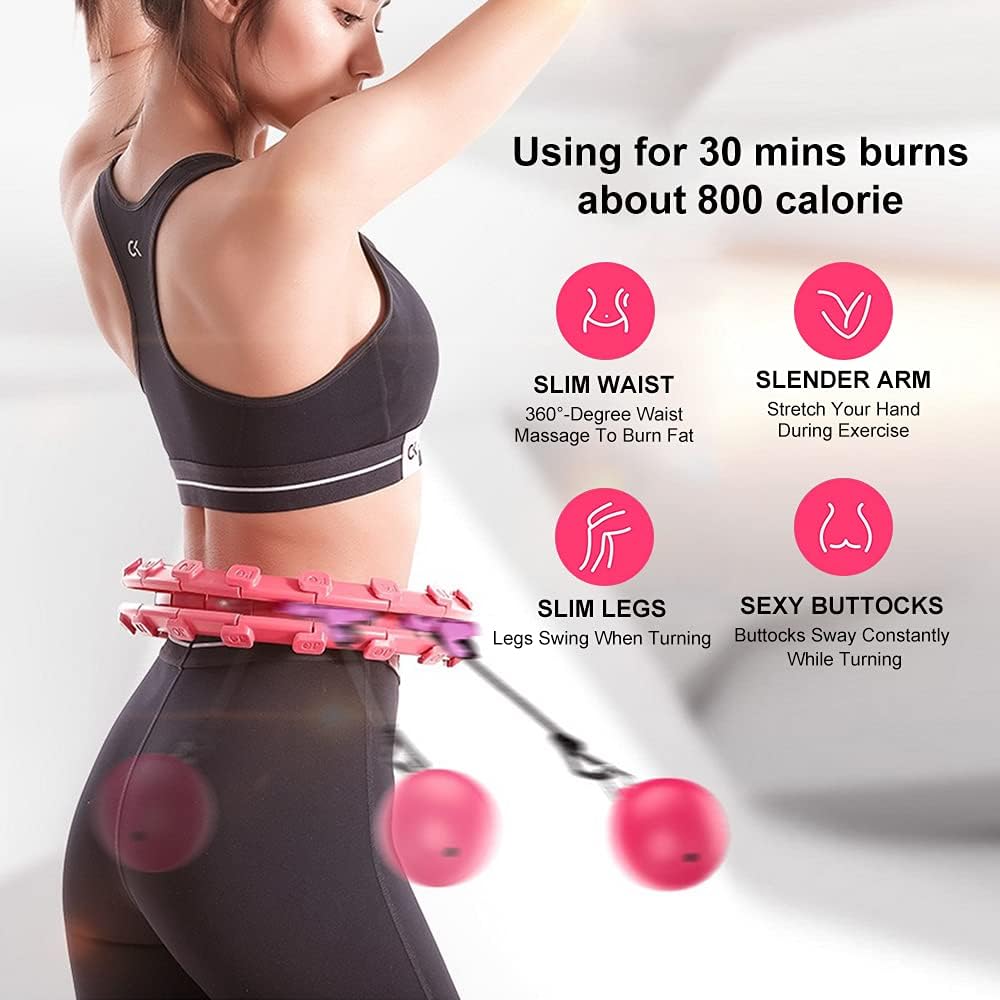 24 Detachable Weighted Hula Hoops Exercise Removable Multiple Assembly Design Professional Fitness Hula Hoop Brings Perfect Figure（Pink） : Sports & Outdoors