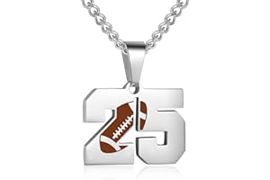 AIAINAGI Football Number Necklace for Boys Athletes Jersey Number Pendant Silver Stainless Steel Charm Number Chain Sport Jewelry Gift for Men