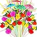 100pcs Disposable Drinking Straws, YGDZ 50pcs Plastic Umbrella Drinking Straws & 50pcs Fruit Drinking Straws for Luau Hawaiian Birthday Party