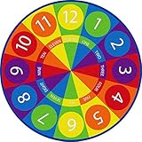 ECR4Kids Tick-Tock Clock Educational Circle Activity Rug for Children, School Classroom Learning Carpet, Round