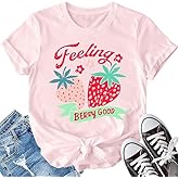 Cute Strawberry Fruit Feeling Berry Good Graphic T Shirts for Women Party