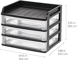 IRIS USA Plastic Desk Top 3-Drawer Storage