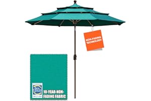 EliteShade USA 10-Year-Non-Fading 9Ft 3 Tiers Market Umbrella Patio Umbrella Outdoor Table Umbrella with Ventilation, Teal