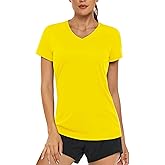 MAGCOMSEN Women's T Shirts Short Sleeve Workout Tops UPF 50+ Sun Protection V-Neck Moisture Wicking Quick Dry Tee