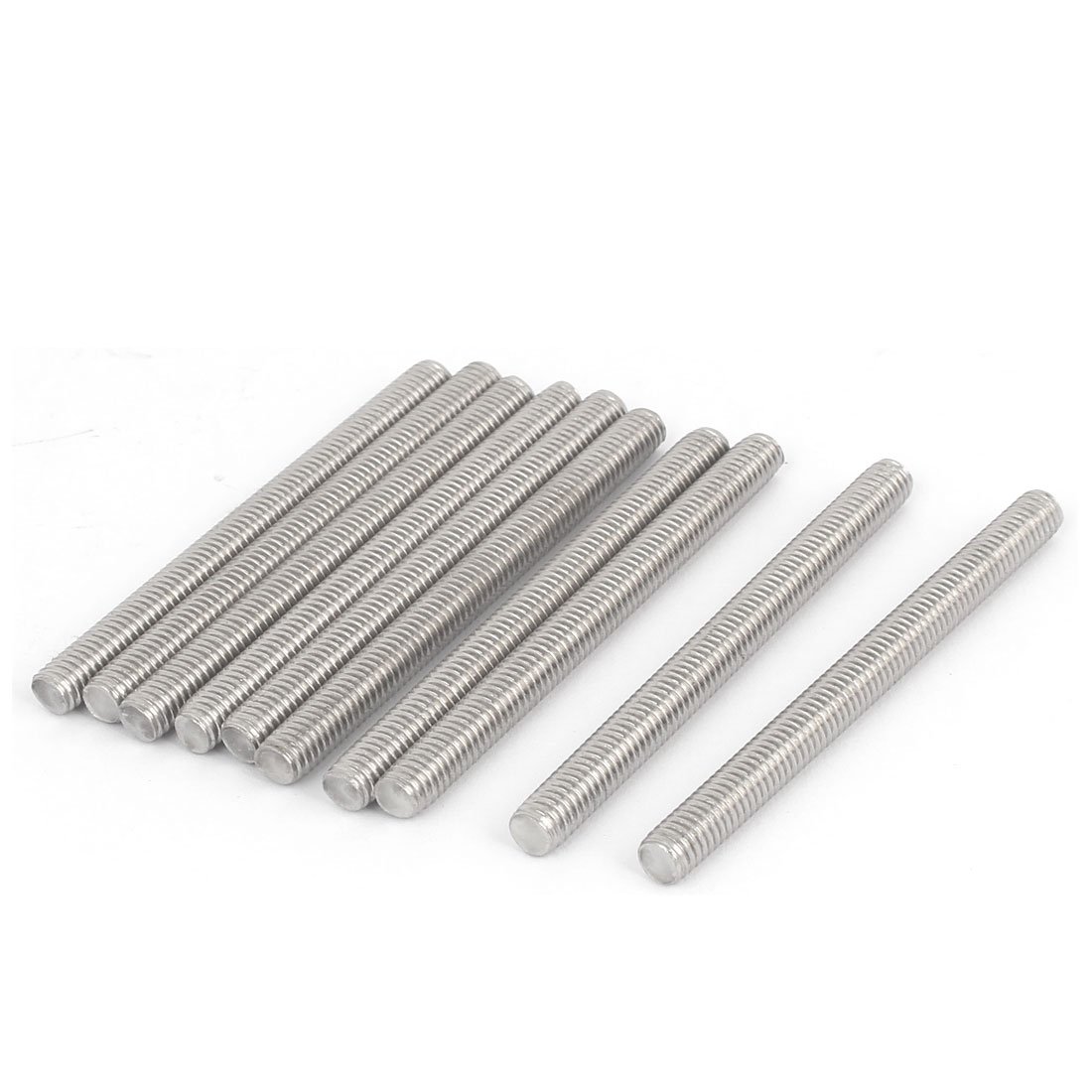 Sourcingmap M6 x 70mm 304 Stainless Steel Male Threaded Rod Bar Studs Silver Tone 10 Pcs