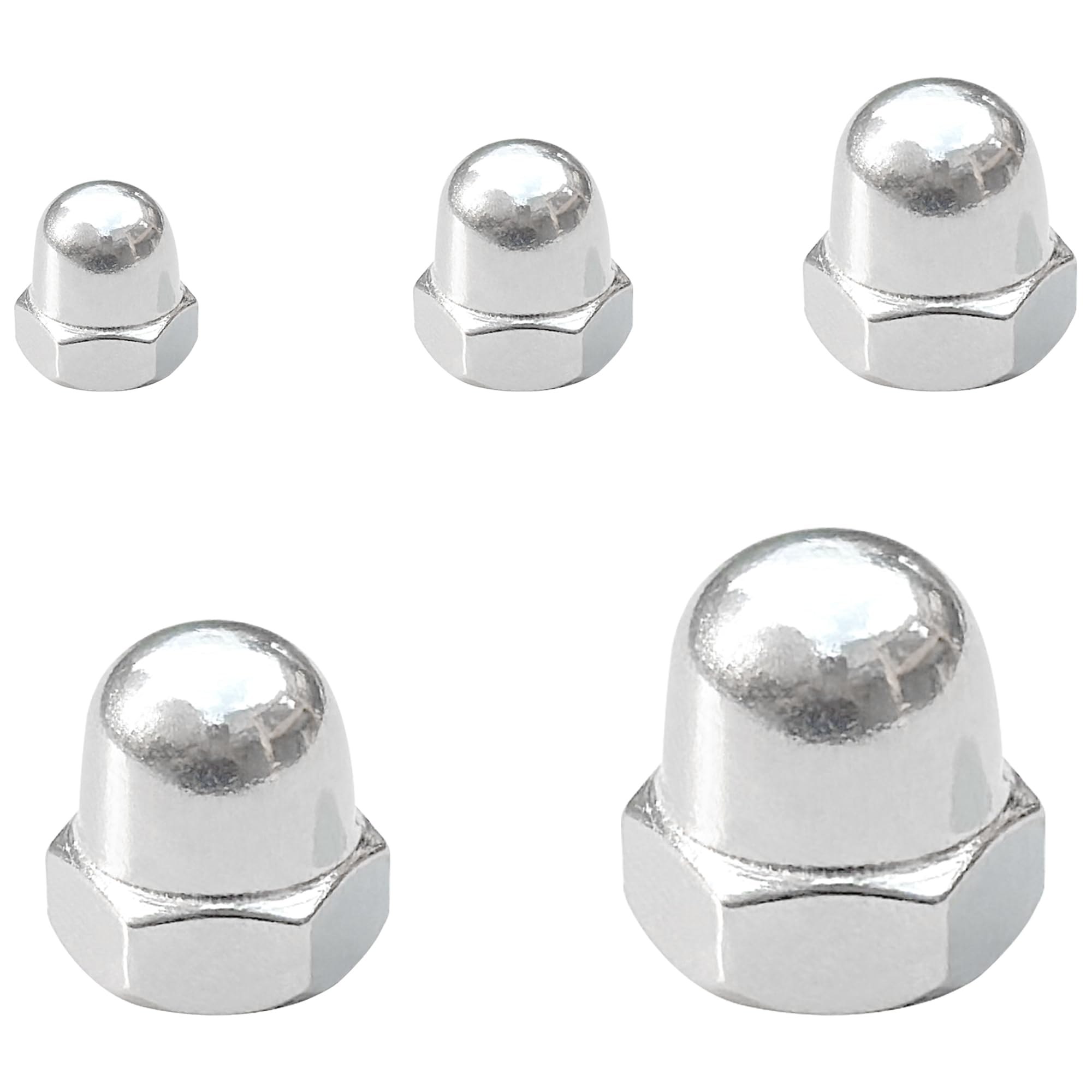 100 PCS Stainless Steel Dome Cap Nuts, Hex Acorn Nut Kit, M3 M4 M5 M6 M8 Assorted Sizes