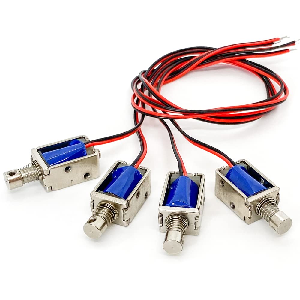 Photo 1 of 4Pcs DC 12V Micro Push Pull Solenoid Electromagnet Mini Solenoid Linear Actuator Magnet Valve 4mm Stroke Open Frame Solenoid Electromagnet Linear Motion 5.5W 0.15N