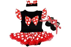 HIHCBF Baby Girls 1st Christmas Outfit Snow White Minnie Mermaid Costume Princess Birthday Romper Tutu Dress w/Headband Shoes