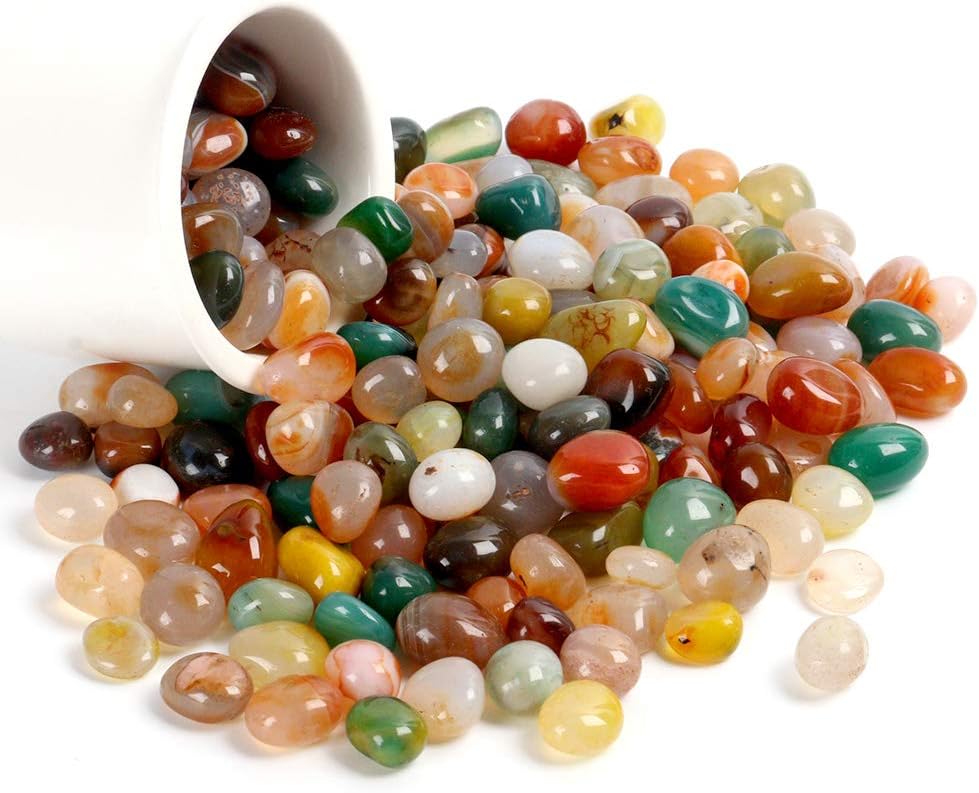 Natural Polished Decorative Gravel Pebbles - 2lb Colorful Agate Rocks for Landscape Decoration Stone. 0.39-0.78 Inch, Suitable for Home Decoration, DIY Handmade, Decorative Fish Tanks, Vase Filler: Furniture & Decor