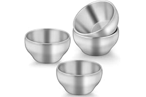 TeamFar Stainless Steel Bowls for Kids, 12oz Metal Baby Toddler Bowls Set of 4, Double-Wall Insulated Kids Bowl for Cereal/Snacks/Soups, Non Toxic, Dishwasher Safe