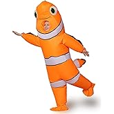GOPRIME Halloween Inflatable Clownfish Costume Adult Size – Ocean Animal Blow Up Suit for Fun Parties and Events