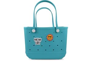 Jesslynne Beach Rubber Bag Tote Bag,Extra Large Waterproof Travel Women Handbag with Charms for Sports Beach Groceries Pool