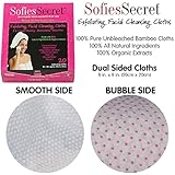 SofiesSecret Exfoliating Facial Cleansing Wipes, 100% Bamboo, Face + Body, 20 Count, One Side Exfoliating Bubbles, Other Side Embossed Honeycomb Texture, Cruelty Free & Vegan