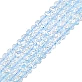 Blue Topaz 4mm Faceted Round Beads Loose Beads 16 Inch for Jewelry Making Beads