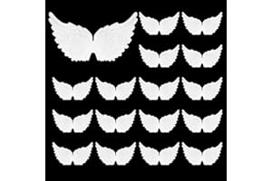 UHOMENY 16pcs Glitter Angel Wings, Fabric Angel Wings for Crafts Mini Angel Wings for Ornaments Patches Christmas Tree Decor Hanging Vintage Chic Pendant for Party Decor DIY Craft (White)