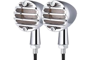 KICRY SMD LED Bullet Turn Signals Motorcycle Amber Front Rear Blinker Grill Indicator Universal Compatible for Honda Yamaha Suzuki Kawasaki Harley Chopper Bobber Dyna(Chrome-Amber)