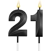 21st Birthday Candles 21st Birthday Decorations for Him 21 Candles for Cake Happy 21 Birthday Cake Topper 21 Candle / 12 Candle 21 Topper 21st Decorations Black Birthday Candles