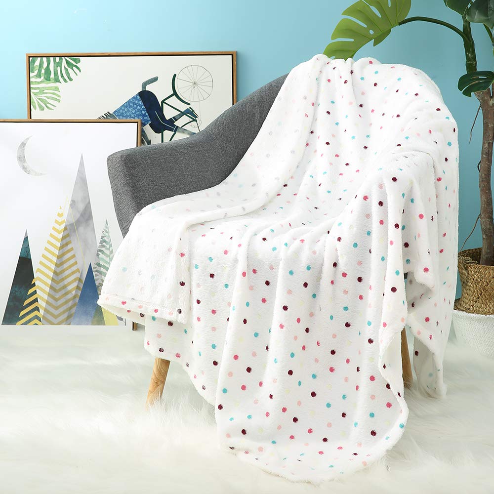 ibaby Ultra Soft 3D Print Flannel Baby Blanket Luxury Infant Wrap Cozy Toddler Blanket (White