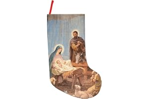 YETTA YANG Christmas Nativity Scene Religious Vintage Retro 18 Inches Christmas Stocking Large Stocking Bags Hanging Socks for Christmas Decor Decorations