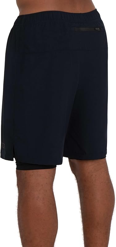 Ultra Pantaloncini Uomo Palestra 2 in 1 - Pantaloncini Sportivi da Corsa - Running Shorts con Pantaloncino a Compressione Interno- Nero (Tasca Posteriore), M