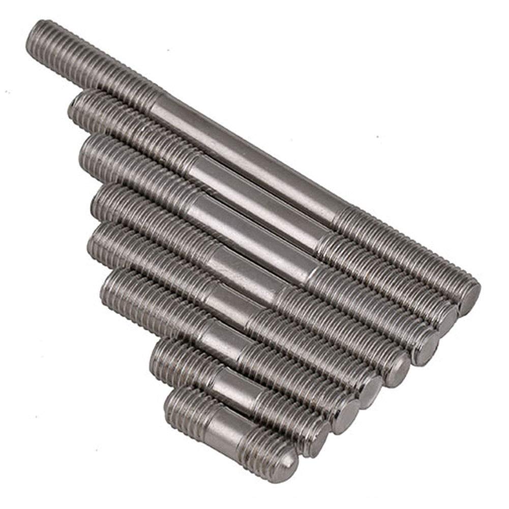 Dreneco M5×50mm Stainless Steel Double End Head Stud Screw Bolt Threaded Rod 10 pcs