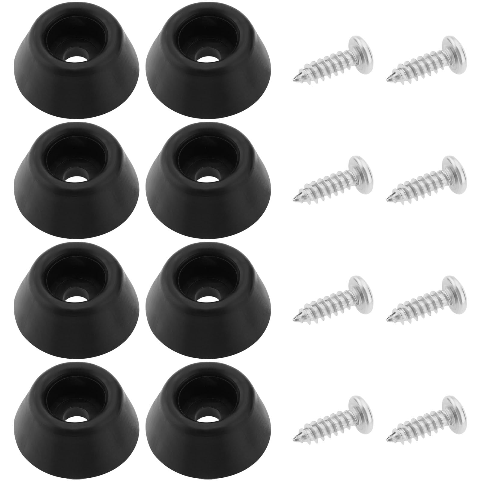 VGOL 8 pcs Billiard Rod Tail Protective Sleeve with Screws 27x12mm Billiard Cue Rubber Bumper Accessories Rubber Flat Bottom Support (Black)