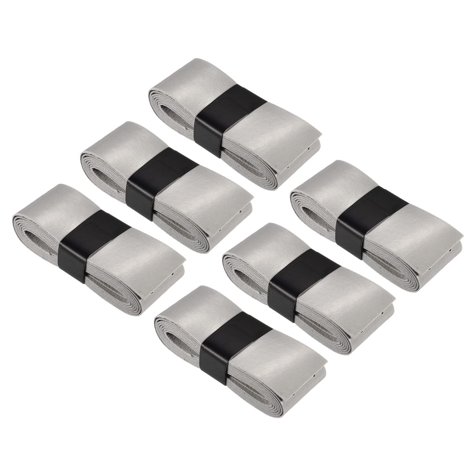 PATIKIL 43.3" Tennis Racket Grip Tape with Hole, 6 Pack PU Overgrip Stretchy Non-Slip Absorb Sweat for Badminton Fishing Rod, Grey