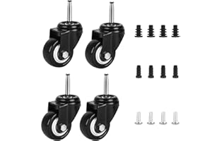 AVGGO 2 Inch Stem Casters Wheels with 5/16" x 1-1/2" (8x38mm) Stem, Set of 4 Shop Vac Wheels Replacement Parts with Iron and Plastic Sockets for Furniture,Cabinet,Dolly,Crib,Trolley,Dining Car