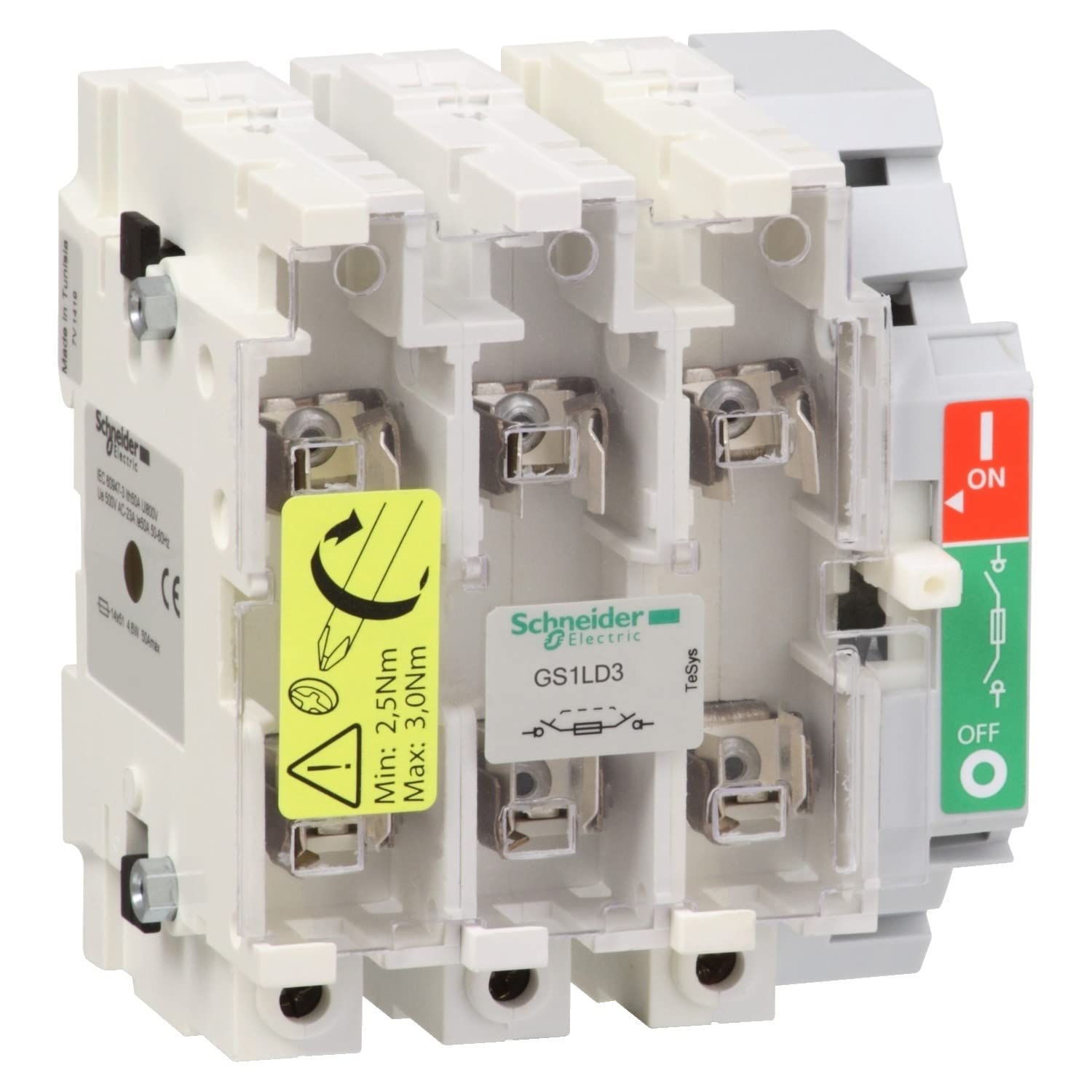 Schneider Electric gs1ld3 TeSys GS BLOCK seccionador Switch for 3P Fuse, 160 A, DIN 0