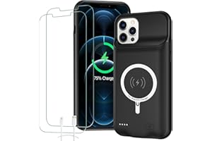 SNRONEW Battery Case for iPhone 12/12 Pro, 10000mAh High Capacity Rechargeable Portable Charger Case Extended Battery Pack Compatible with iPhone 12/12 Pro (6.1 inch) Wireless Charging Case with Carplay-Black