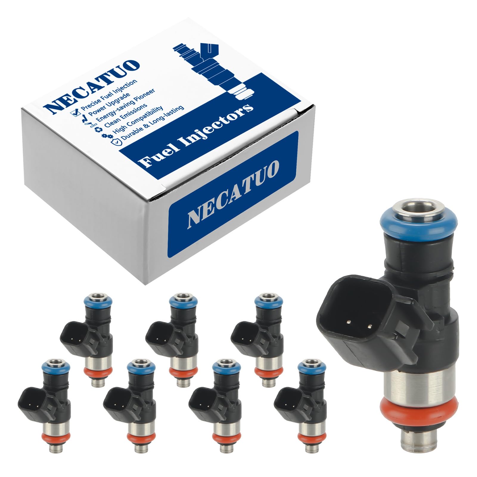 Photo 1 of 0280158051 Fuel Injectors (Set of 8) Compatible with Chevrolet Camaro Corvette Cadillac CTS 6.2L 7.0L V8 (4 Holes) for # 217-2425 832-11220