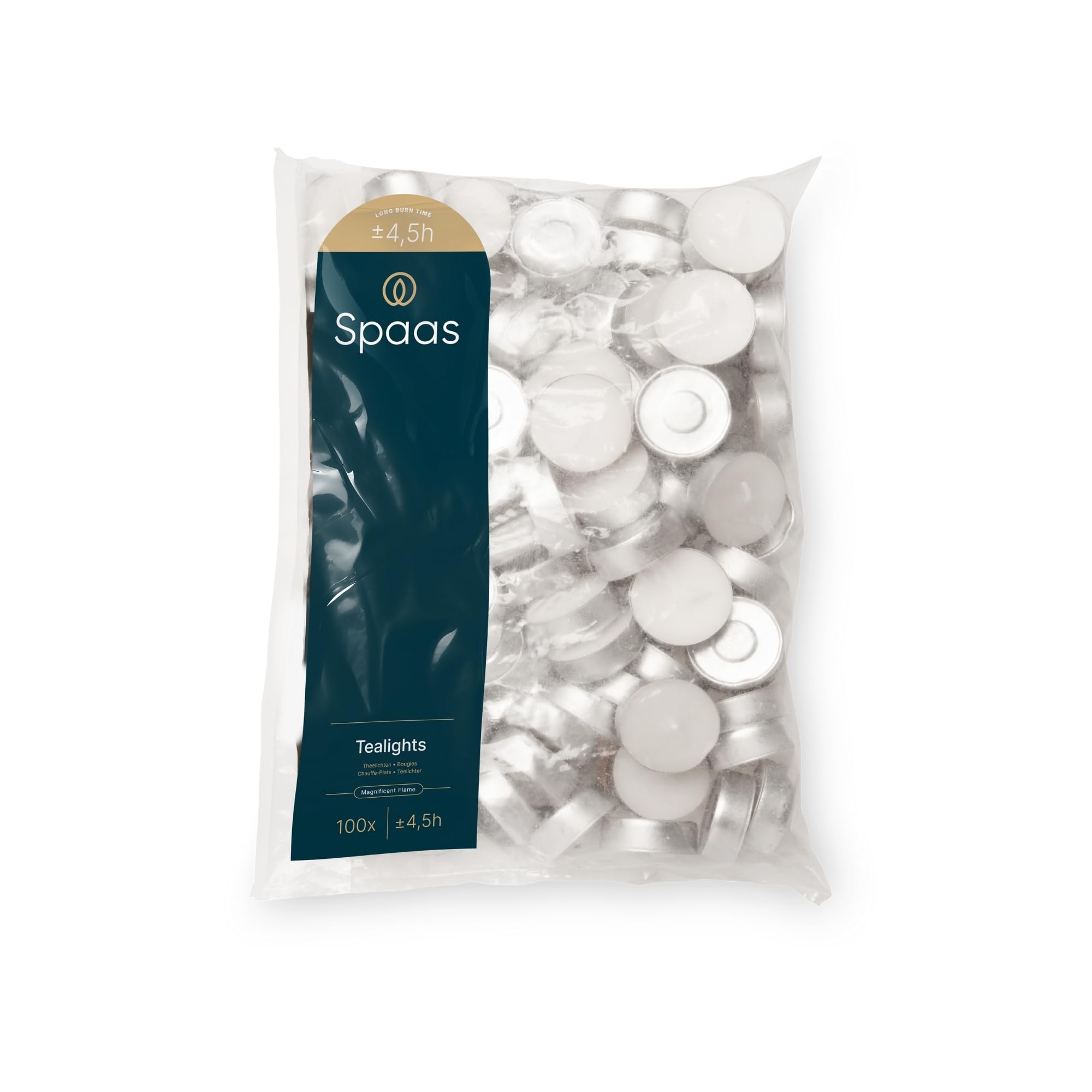 Spaas Tealights Bag x100, ±4.5 Hours, White