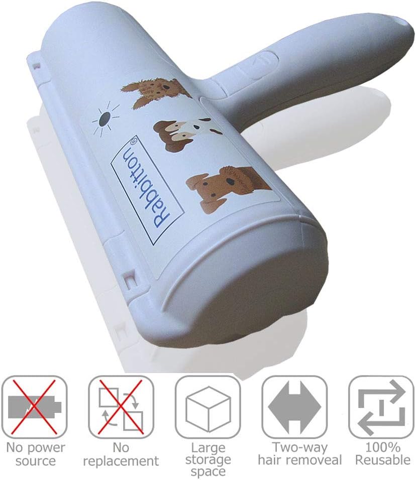 Rabbitton Roller Pet Hair Remover – Dog Hair Remover and Cat Hair Remover. Best Fur Remover to Make Couch Cleaner and More. Gift, a Pair of Pet Grooming Gloves are Included.