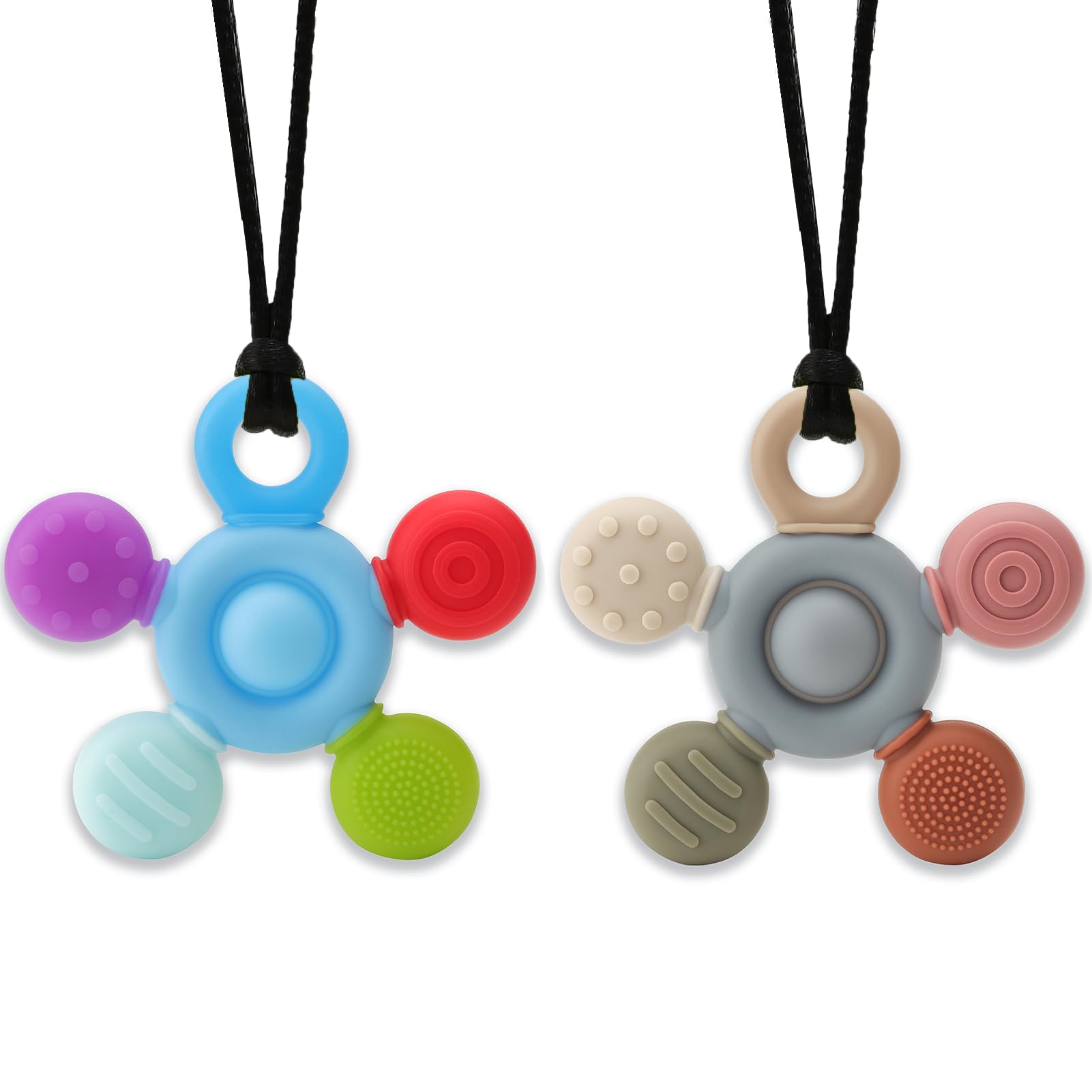 Chewy Necklace for Sensory Kids, Seeway Silicone Sensory chew Necklace Oral Motor Aids for Boys Girls, Autism Chew Toys for Kids Teens Adults with Anxiety ADHD SPD or Other Sensory Needs【2 Pack】