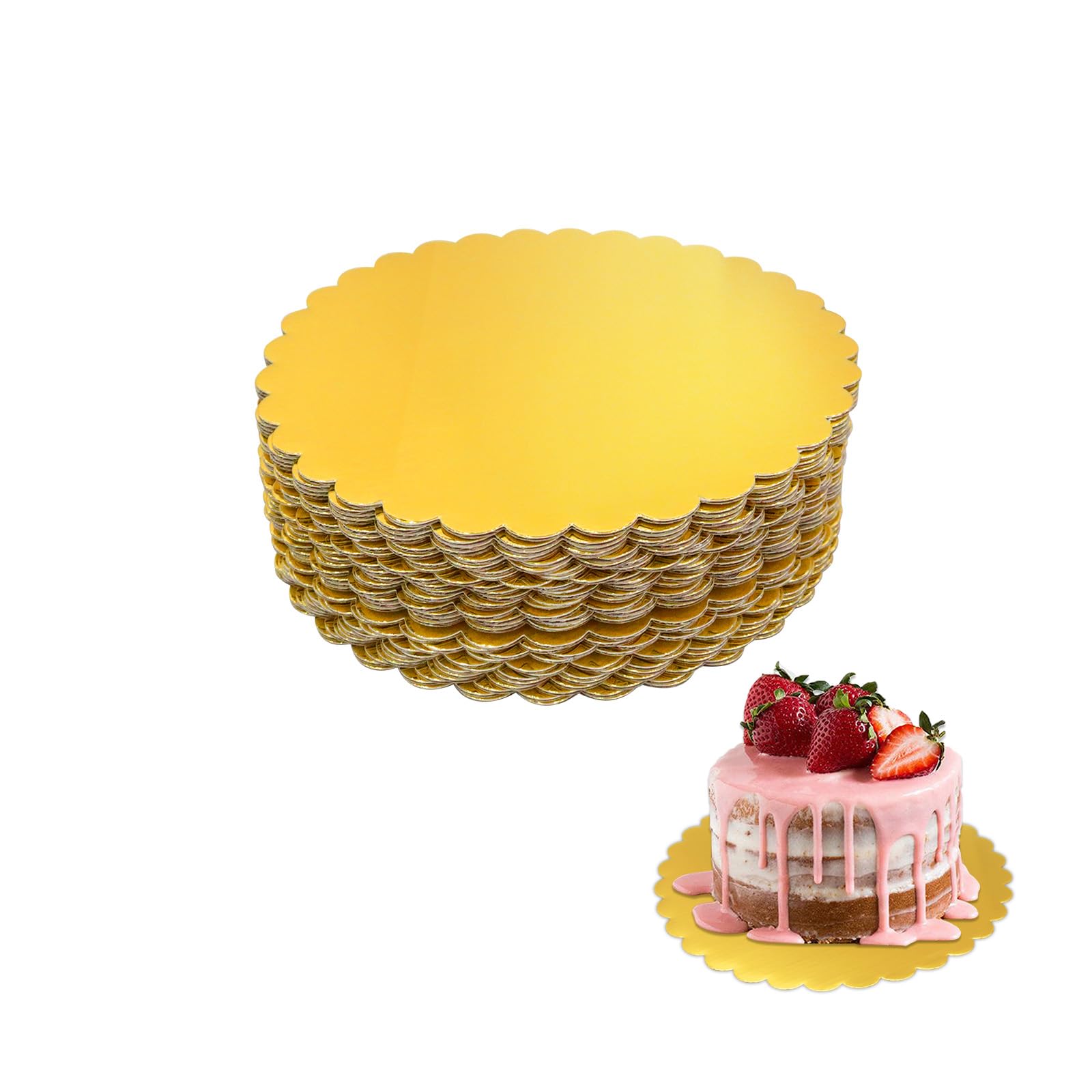 Photo 1 of 30 Pcs 8 inch Gold Cake Boards Round, Food-Graded Cardboard, Waterproof and Oil-Proof, Sturdy Corrugated, Ideal for Baking, Cake DIY, Dessert and Craftin