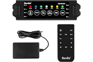 Herdio 4-Channel Bluetooth Amplifier Receiver - 200W Total Power (40W/Channel) with 24V5A Power Supply, IR Remote Control & Power-Off Memory - Ideal for Home, Garage, Ceiling & Passive Speakers