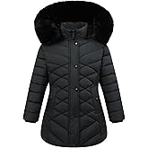 MAJSEBI Girls Winter Long Down Coat with Fur Hood,Warm Quilted Jacket for Kids Cold Weather Outdoor Protection
