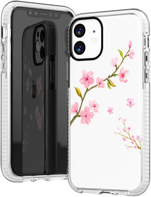 Amazon Com Iphone 11 Clear Case Japanese Pink Sakura Cute Blossom Cherry Roses Florals Flower Winter Spring Exotic Trendy Hipster Girls Women Soft Protective Clear Case With Design Compatible For Iphone 11