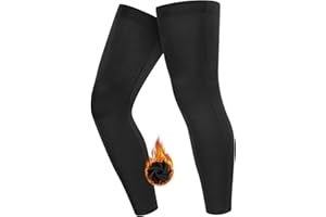 qualidyne Cycling Leg Warmers Fleece Lined Thermal Long Bike Leg Sleeves Bicycle Biking Leg Warmers.
