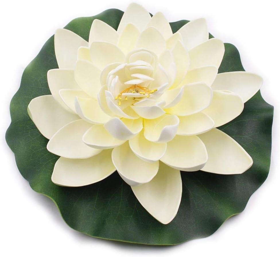 Lotus flowers 3pcs/lot 18cm Artificial PE Foam Water Lily Floating Pool Plants DIY Party Festival Home Decor Wedding Decoration Decoration Flower (Milk White)