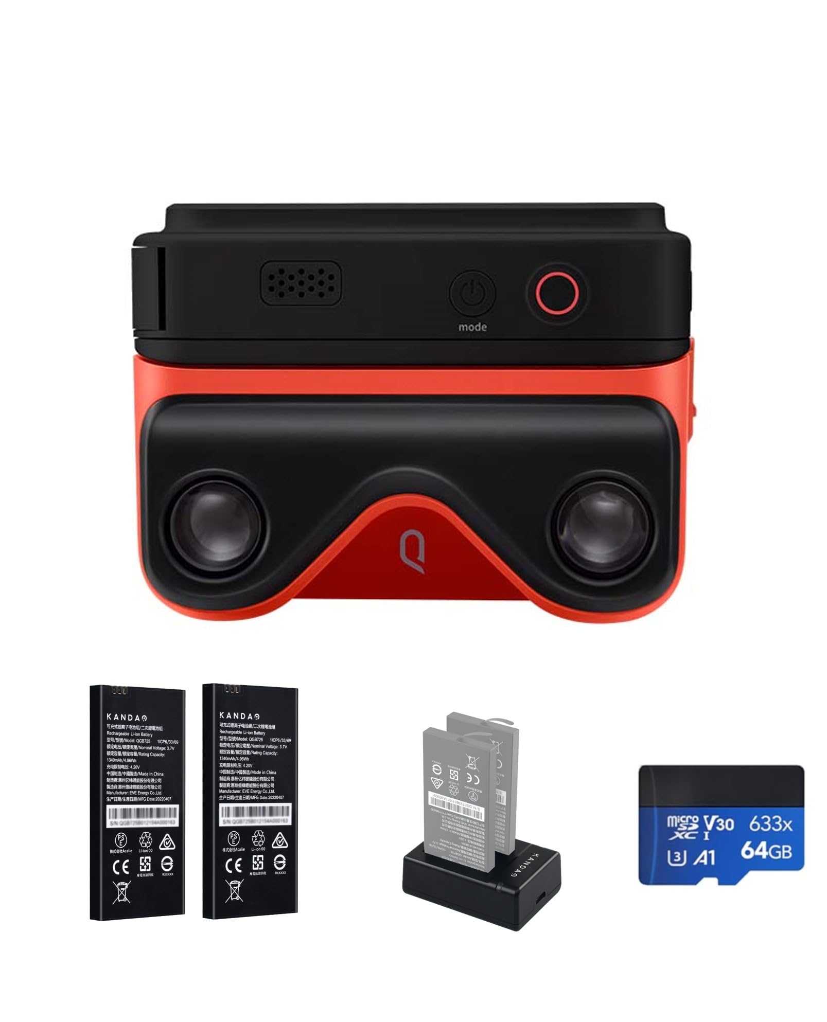 KanDao QooCam Ego - Viewer-Integrated 3D VR Camera, 4K 60fps Videos Stereoscopic Instant Display, for Travel, Party, VR Content-Created Device, Compatible AR Glasses, Black Kit.